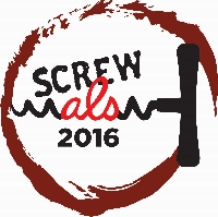 Screw ALS logo with black corkscrew and wine colored circle