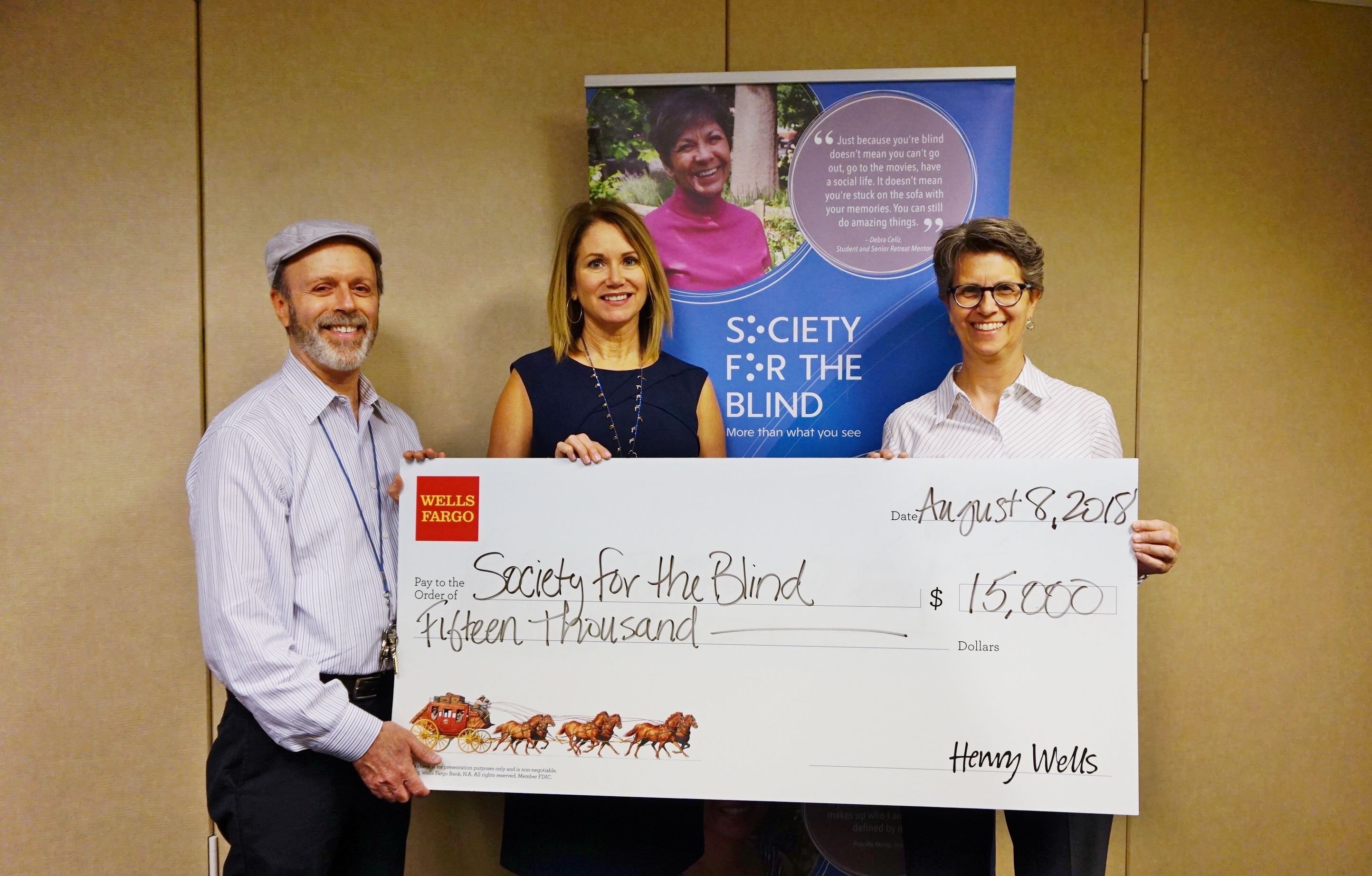Society for the Blind Receives $15K from Wells Fargo